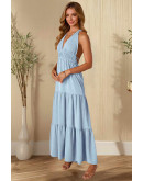 Freya Pastel Blue Halter Maxi Dress