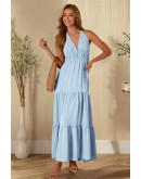 Freya Pastel Blue Halter Maxi Dress