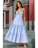 Leah Halter Twist Powderblue Maxi Dress