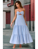 Leah Halter Twist Powderblue Maxi Dress