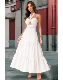 Leah Halter Twist White Maxi Dress