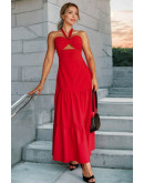 Leah Halter Twist Red Maxi Dress