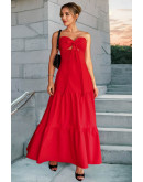 Leah Halter Twist Red Maxi Dress
