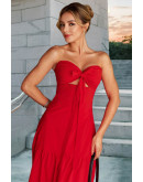 Leah Halter Twist Red Maxi Dress