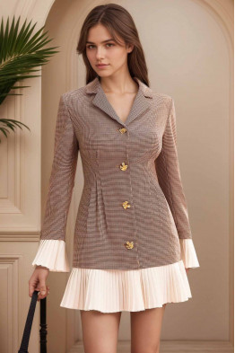 Houndstooth Print Blazer Dress