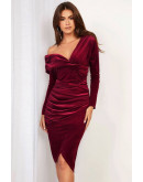 Velvet One Shoulder Midi Dress