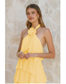 Enora Halter Tiered Dress in Yellow