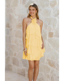 Enora Halter Tiered Dress in Yellow