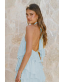 Enora Halter Tiered Dress in Light Blue