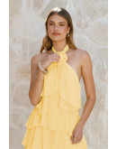 Enora Halter Tiered Dress in Yellow
