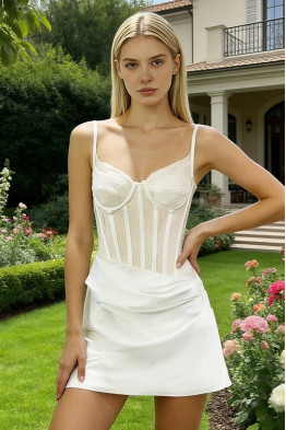 Ginevra Ivory Lace Corset Dress