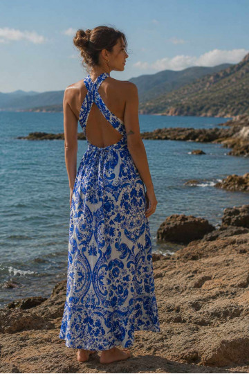 Seaside Crossback Halter Dress