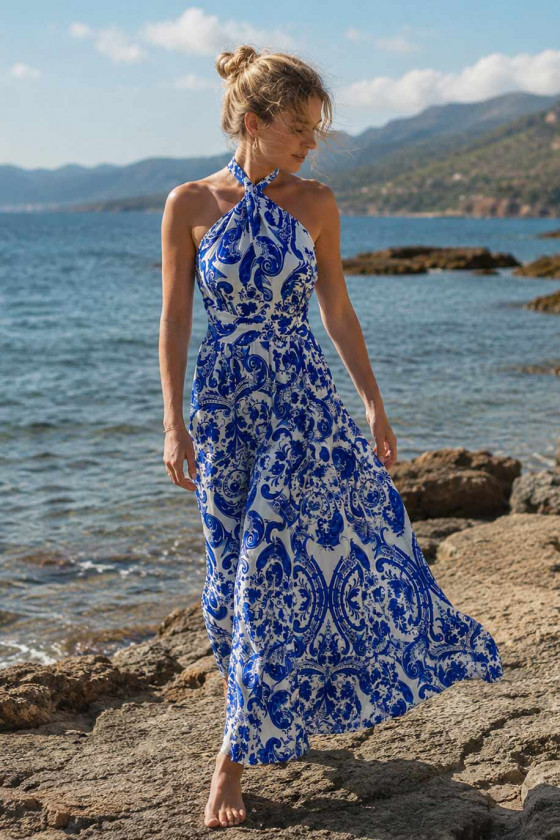 Seaside Crossback Halter Dress