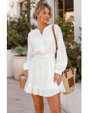 Adara Embroidered Textured Mini Dress