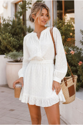 Adara Embroidered Textured Mini Dress