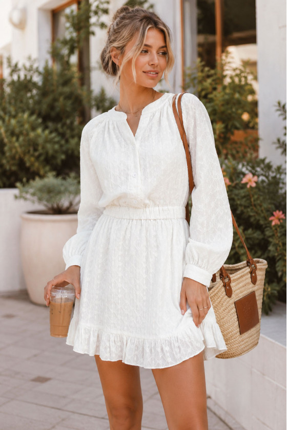 Adara Embroidered Textured Mini Dress