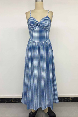 Twist Bodice Gingham Dress