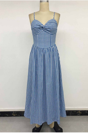 Twist Bodice Gingham Dress