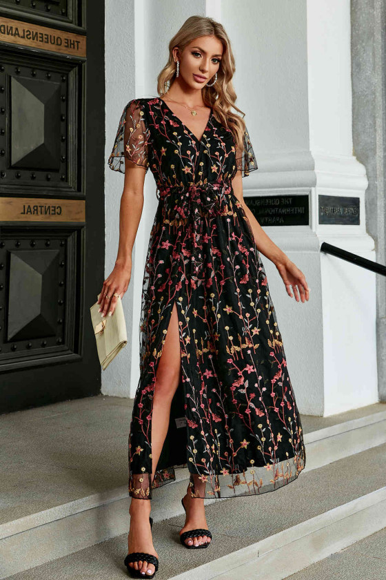 Sabrina Floral Embroidered Maxi Dress