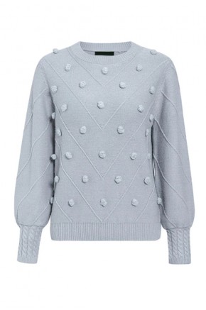 Gala Pom-Pom Sweater in Grey