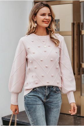 Gala Pom-Pom Sweater in Pink