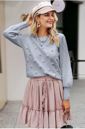 Gala Pom-Pom Sweater in Grey