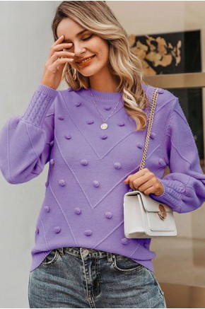 Gala Pom-Pom Sweater in Purple