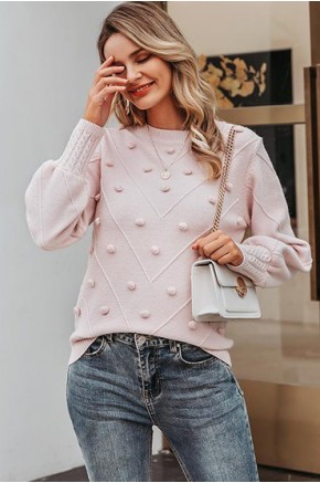Gala Pom-Pom Sweater in Pink
