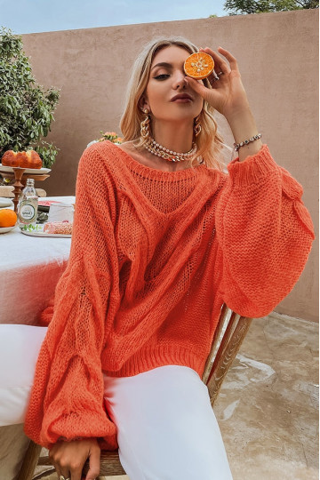 Aya Oversized Pullover in Orange