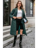 Anne Quilted Long Coat in Green