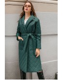 Anne Quilted Long Coat in Green