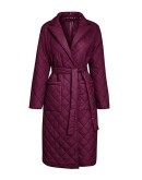 Anne Quilted Long Coat in Burgundy