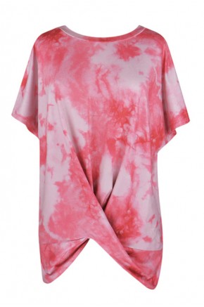 Tie Dye Twisted Top in Red