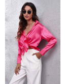 Glam Touch Satin Shirt in Pink
