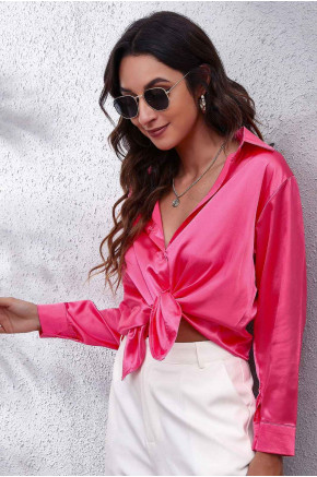 Glam Touch Satin Shirt in Pink