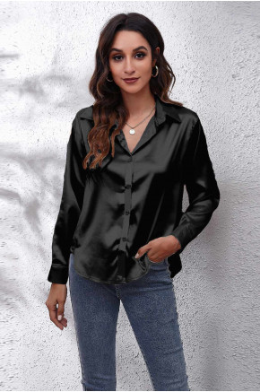Glam Touch Satin Shirt in Black