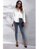 Glam Touch Satin Shirt in White