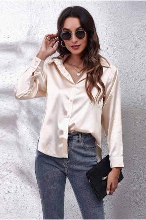 Glam Touch Satin Shirt in Gold