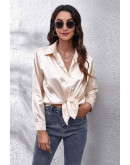 Glam Touch Satin Shirt in Gold