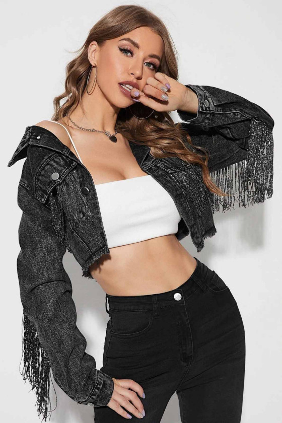 Spark Edge Fringe Black Jacket