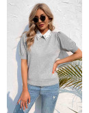 Embellished Collar Knit Charm in Gray