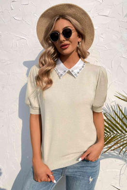 Embellished Collar Knit Charm
