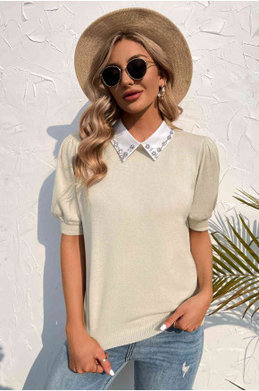 Embellished Collar Knit Charm
