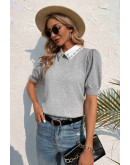 Embellished Collar Knit Charm in Gray