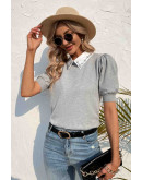 Embellished Collar Knit Charm in Gray