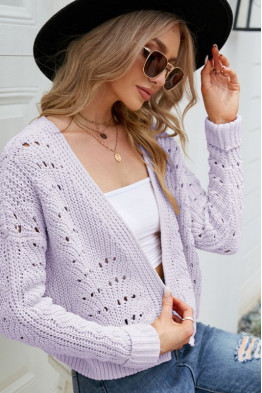Chunky Knit Chill Cardigan in Lavender