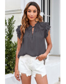 Layered Bliss Grey Tie Blouse
