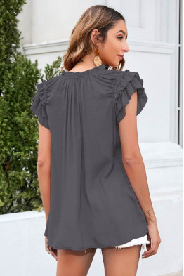 Layered Bliss Grey Tie Blouse