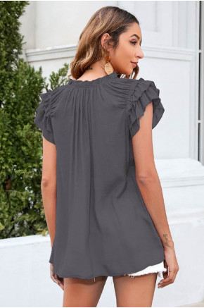 Layered Bliss Grey Tie Blouse