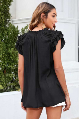 Layered Bliss Black Tie Blouse